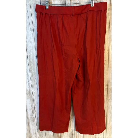 J. Jill Linen Stretch Rust Crop Pants with Belt - Large - Picture 3 of 5